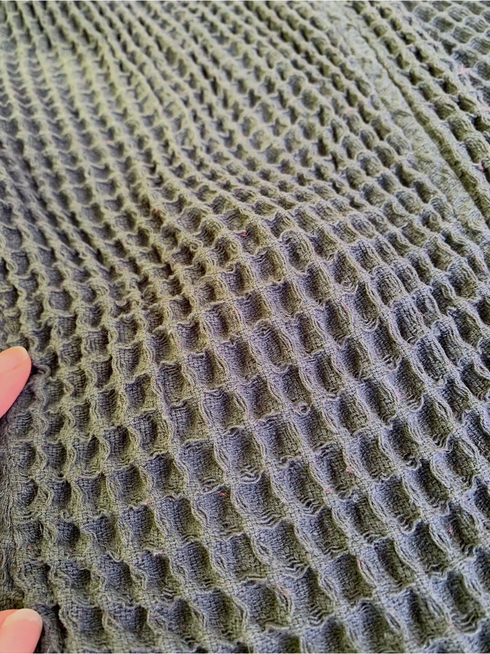 Grey waffle knit 100% cotton Bathen Anthropologie bathrobe - Picture 5 of 6